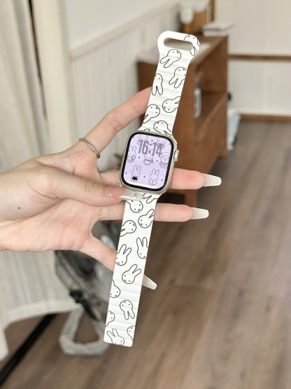 Easter Series Cartoon Bunny Magnetic Silicone Band for Apple Watch