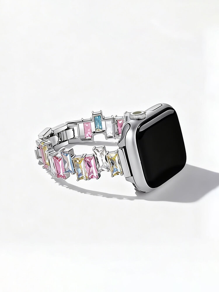 Irregular Colored Zircon Stainless Steel Band