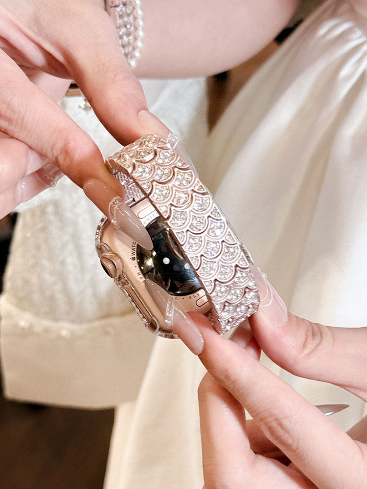 Diamond-Encrusted Mermaid Scales Metal Band for Apple Watch