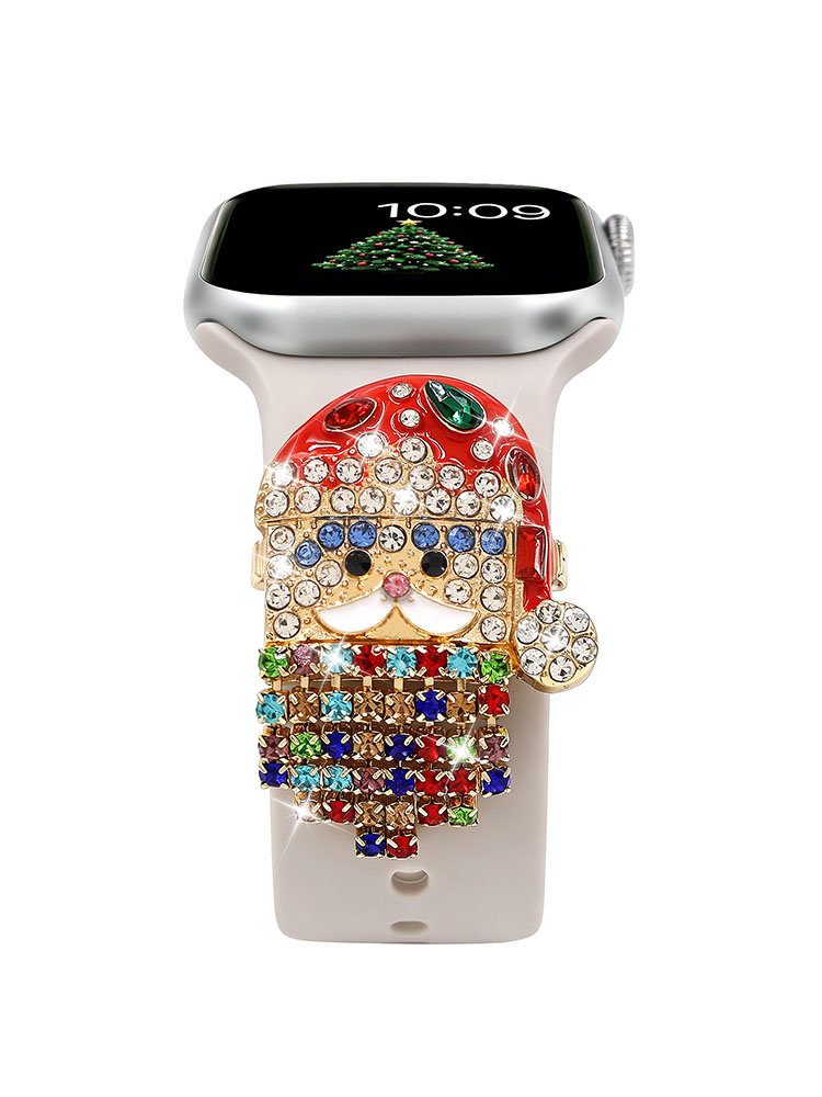 Santa Claus Rhinestone Silicone Watch Band for Apple Watch