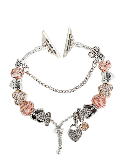 Love Concentric Lock Beaded Bracelet Stainless Steel Band