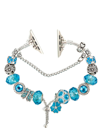 Butterflies and Flowers Beaded Bracelet Stainless Steel Band