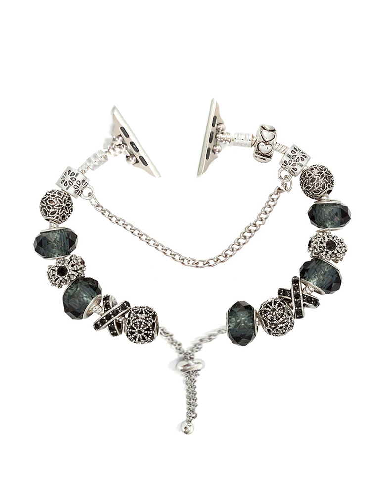 Glamor Night Beaded Bracelet Stainless Steel Band