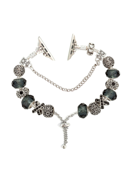 Glamor Night Beaded Bracelet Stainless Steel Band