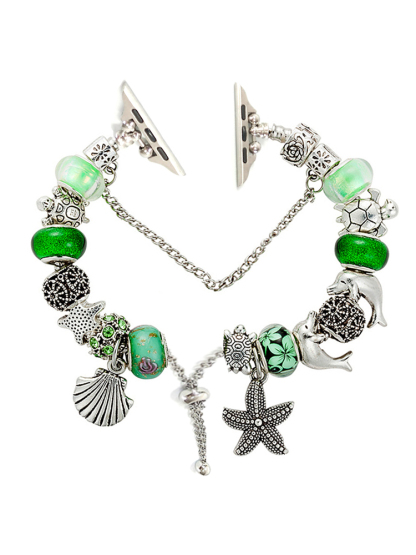 Dolphins and Shells Beaded Bracelet Stainless Steel Band