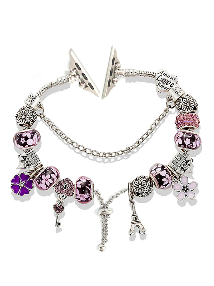 Eiffel Tower Beaded Bracelet Stainless Steel Band