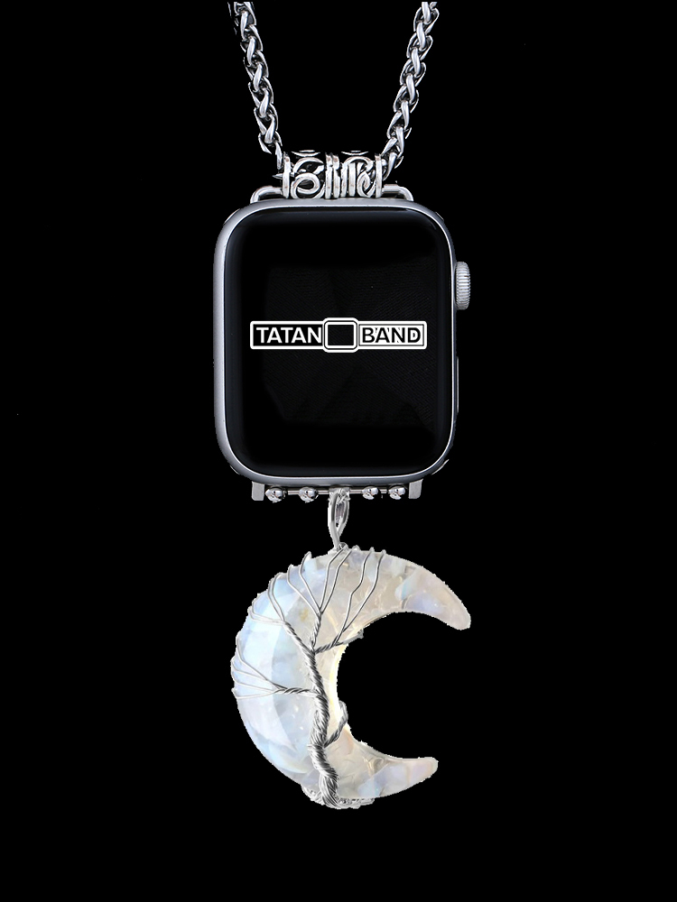 Crystal Moon Pendant Titanium Steel Necklace