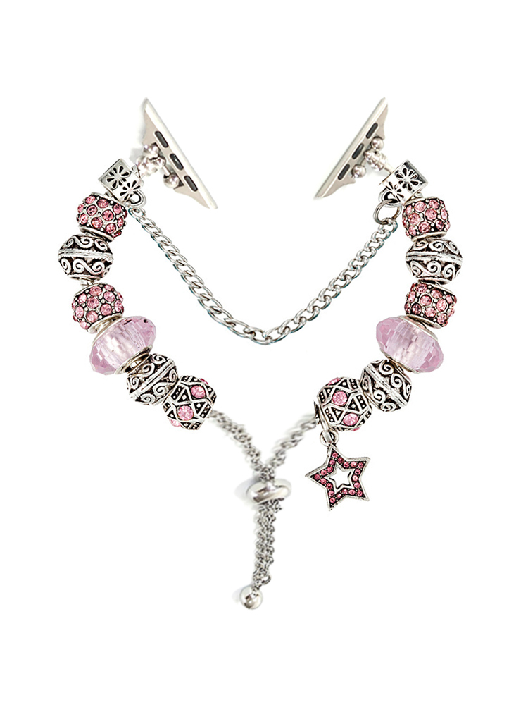 Pink Five-pointed Star Crystal Beaded Band