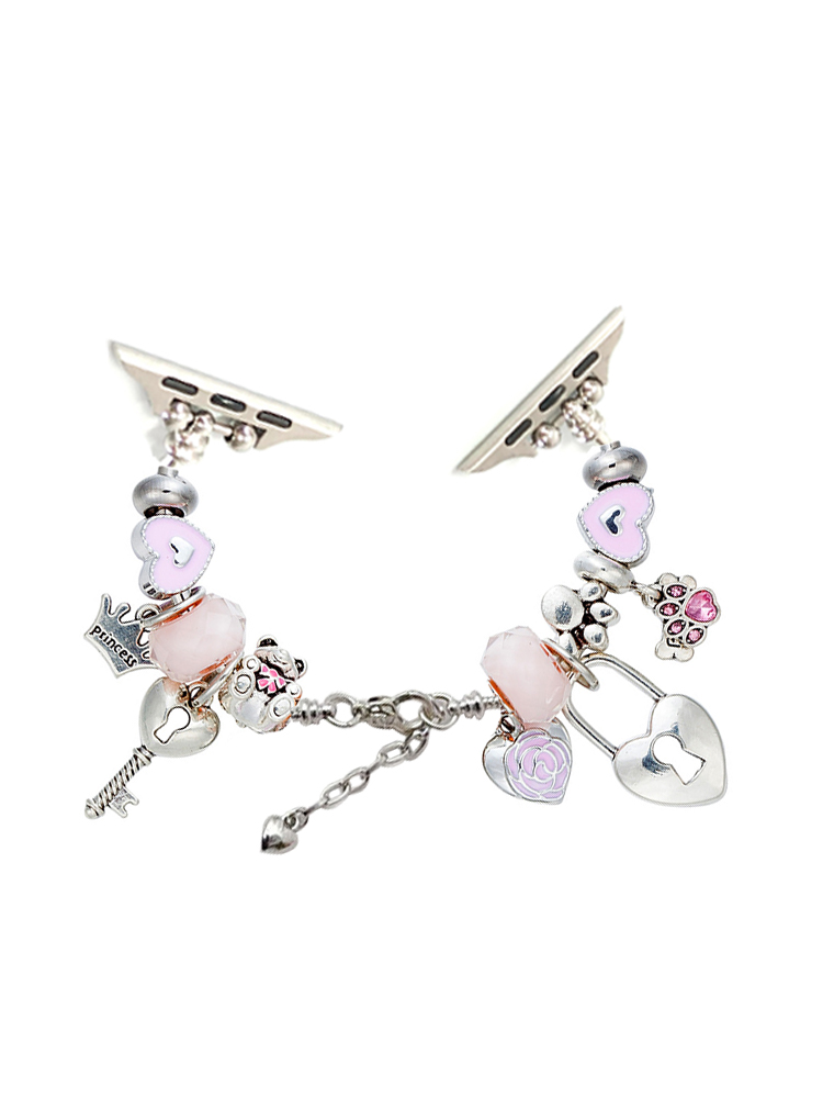 Open Heart Lock Crystal Beaded Band