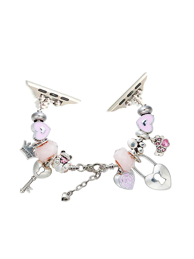 Open Heart Lock Crystal Beaded Band