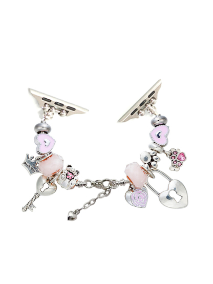 Open Heart Lock Crystal Beaded Band