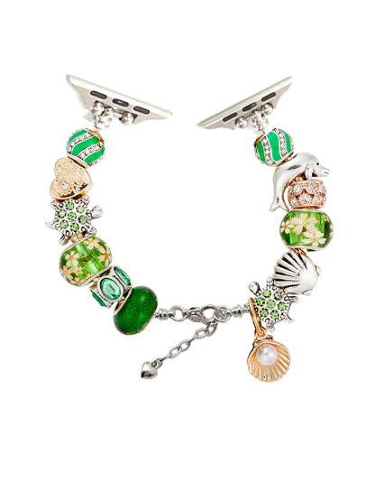 Green Pearl Shell Crystal Beaded Band