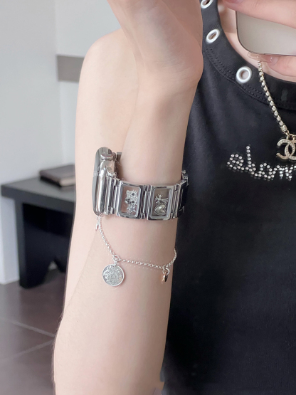 Glass Window Kitty Stainless Steel Band