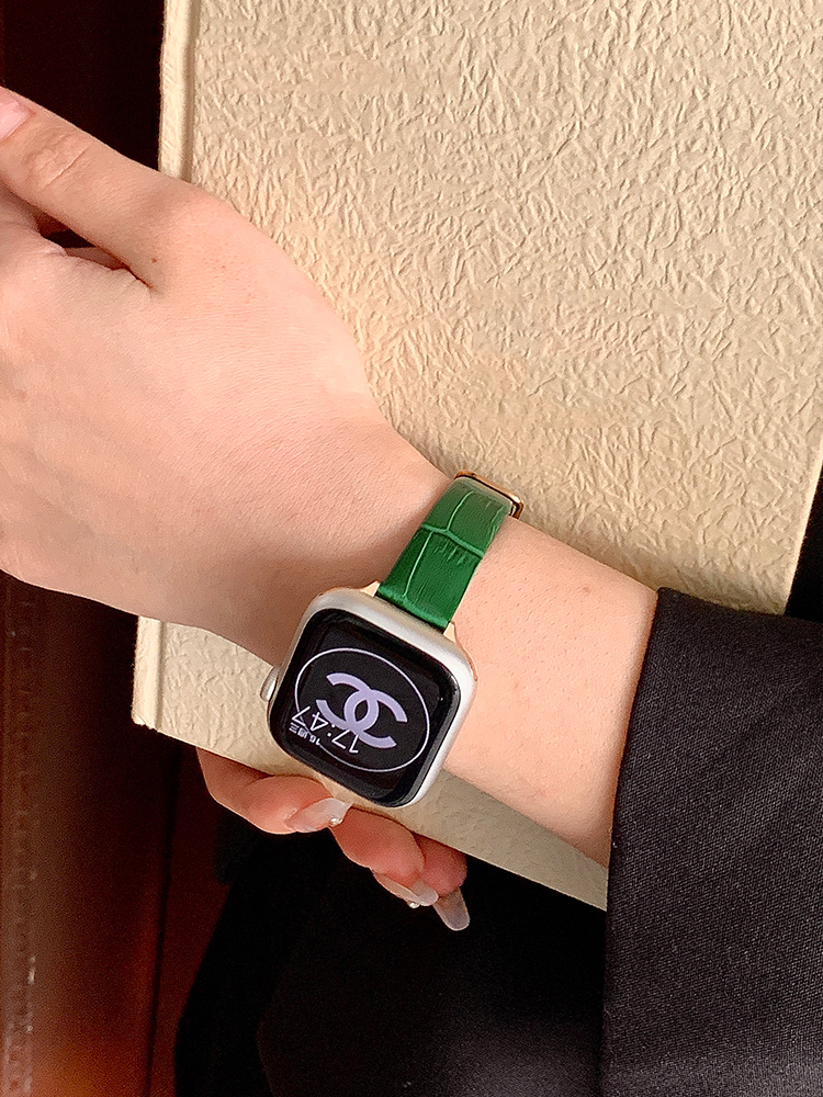 Bamboo Pattern Slim Leather Band