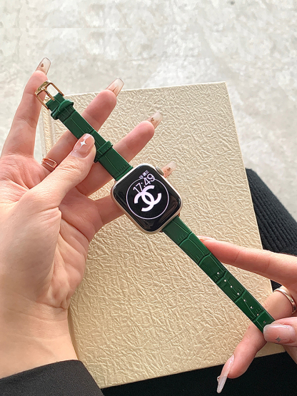 Bamboo Pattern Slim Leather Band