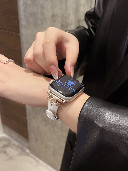 Saturn Buckle Bamboo Pattern Leather Band