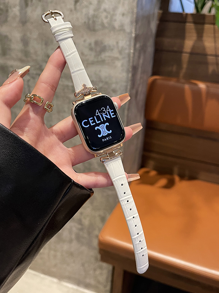 Saturn Buckle Bamboo Pattern Leather Band