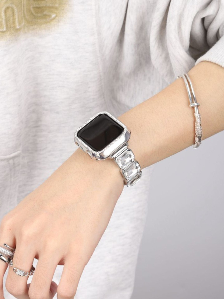 Square Zircon Stainless Steel Band