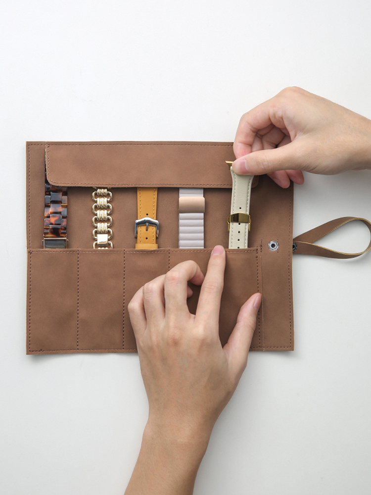 Nubuck Leather Watch Band Storage Bag