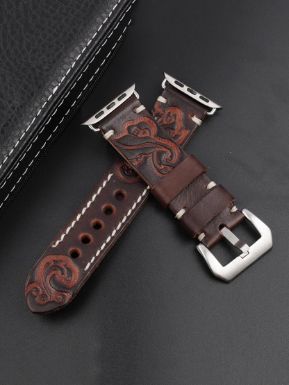 Vintage Engraved Leather Band