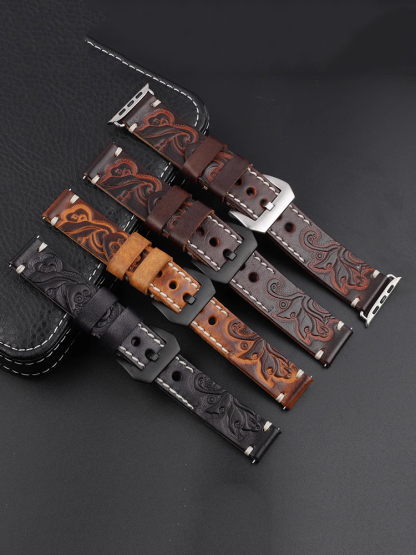 Vintage Engraved Leather Band