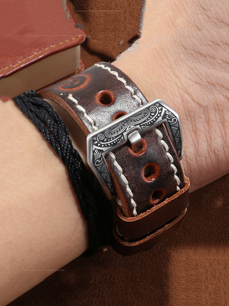 Vintage Engraved Leather Band