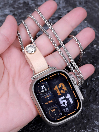 Apple Watch Leather Connector Titanium Steel Necklace