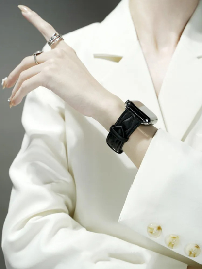 Double Wavy Stripe Leather Band for Apple Watch