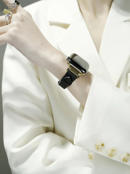 Linear Steel Stitching Leather Band for Apple Watch