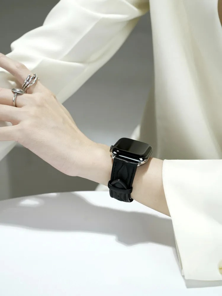 Double Wavy Stripe Leather Band for Apple Watch