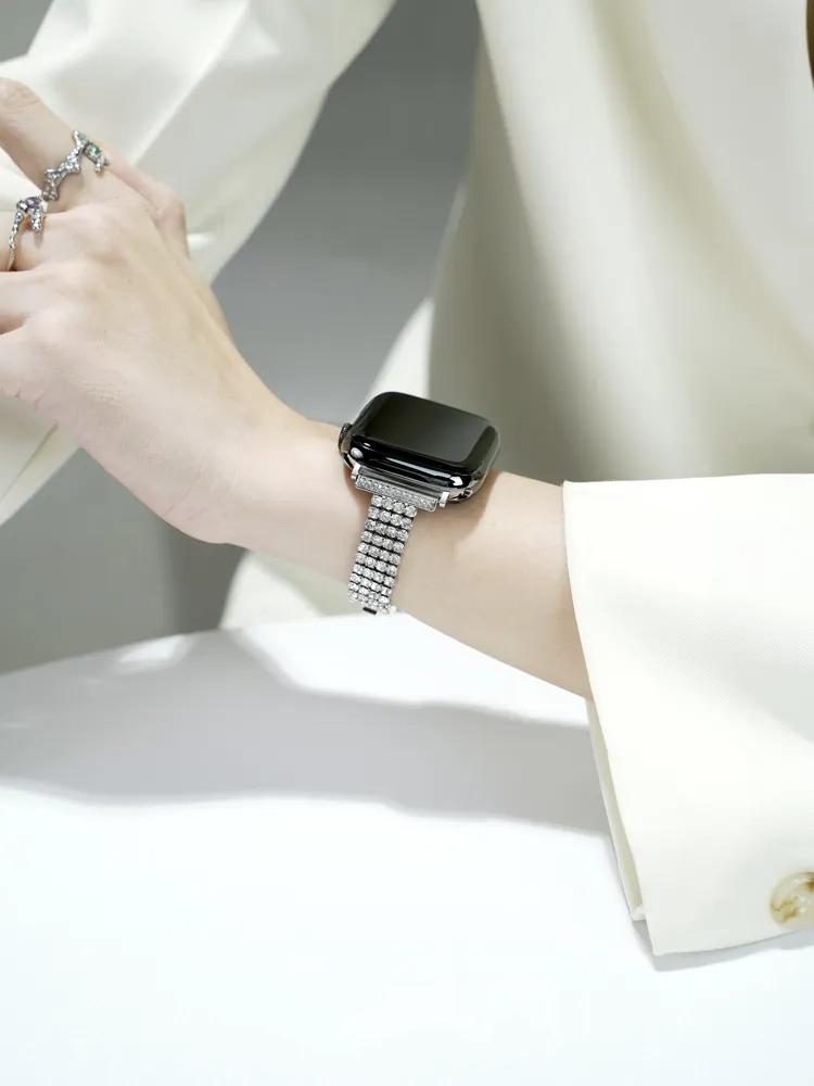 Four-row Chain Rhinestone Inlay Band for Apple Watch