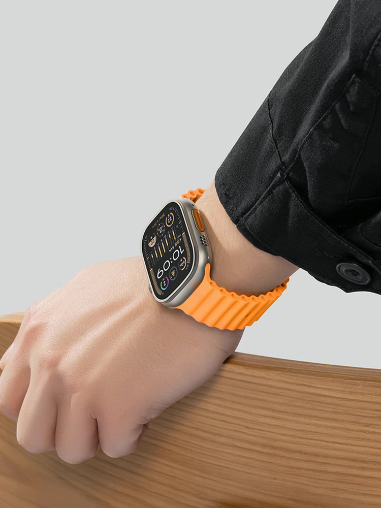 Orange Ocean Waves Silicone Band