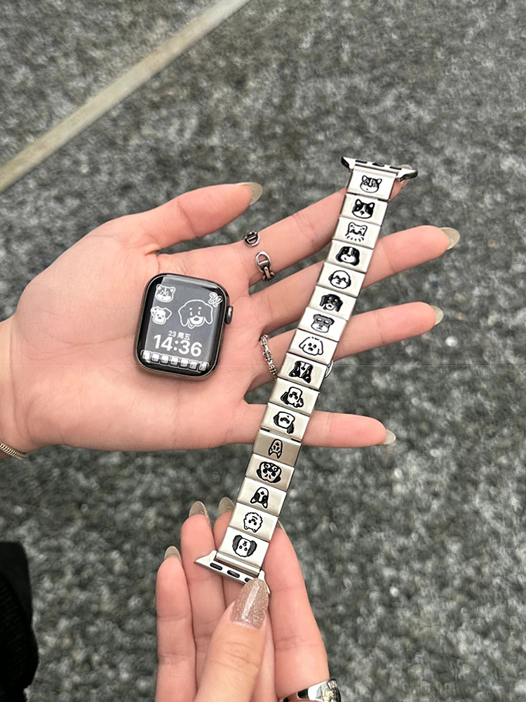 Cartoon Pet Dog Engraved Stainless Steel Band