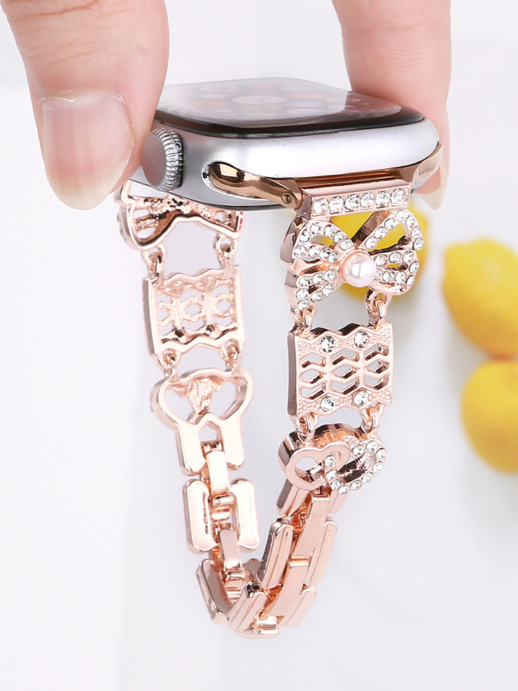 Diamond-encrusted Bow Stainless Steel Band