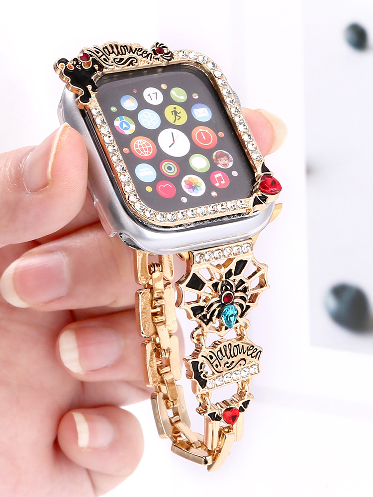 Diamond-encrusted Halloween Stainless Steel Band