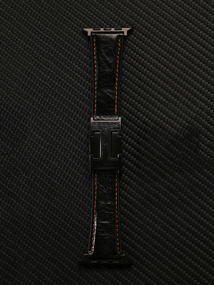 H Magnetic Buckle Vintage Cracked Leather Band