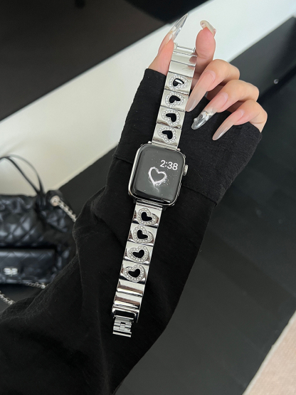 Heart with Diamond Hollow Stainless Steel Band