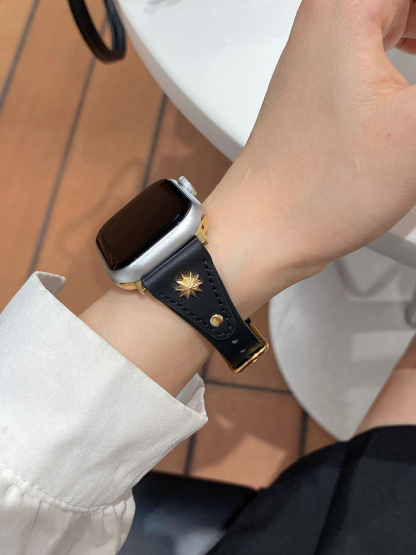 Ten-pointed Star Rivet Curve Leather Band