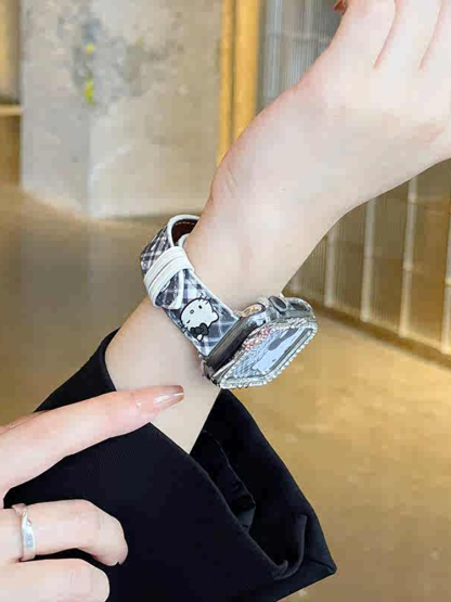 Plaid Kitty Graffiti Leather Band