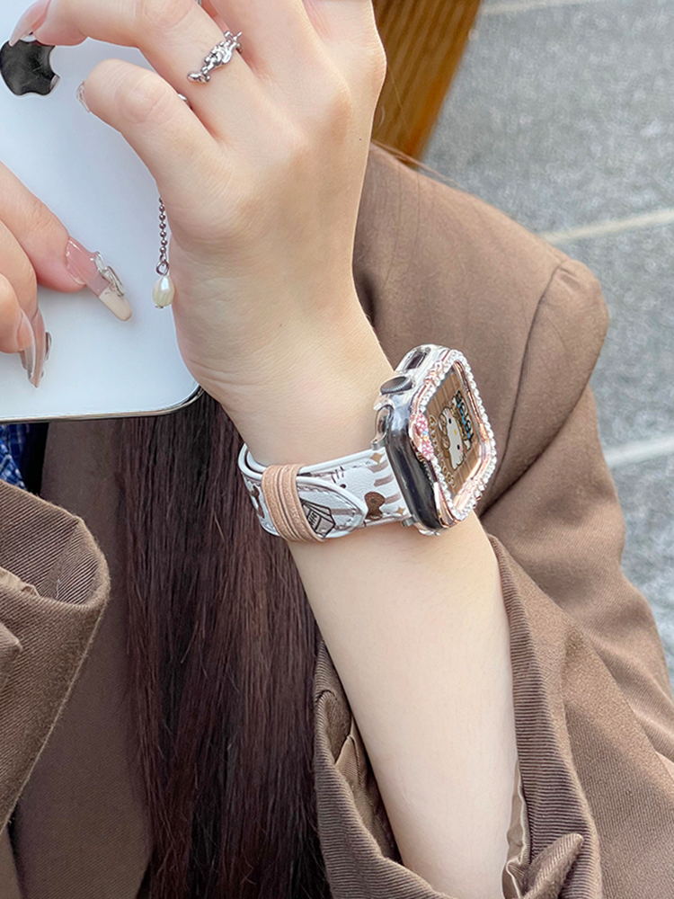 Coffee Kitty Graffiti Leather Band