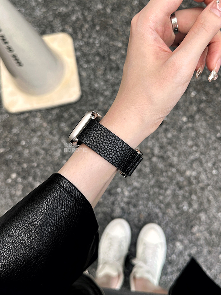 Quick Release Buckle Lychee Pattern Leather Band