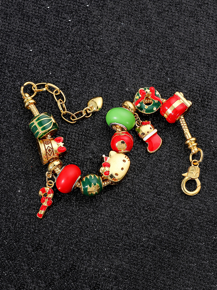 Christmas Kitty Crystal Beaded Band