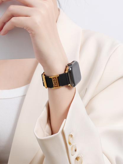 Meander Pattern Buckle Leather Band