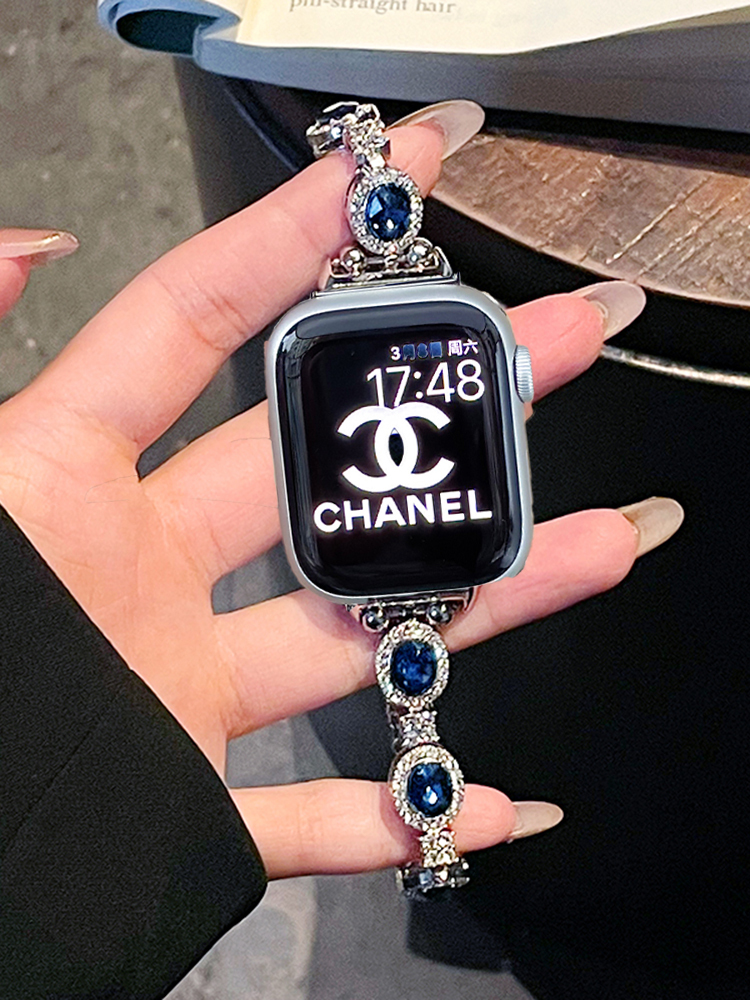 Blue Gemstone Stainless Steel Band