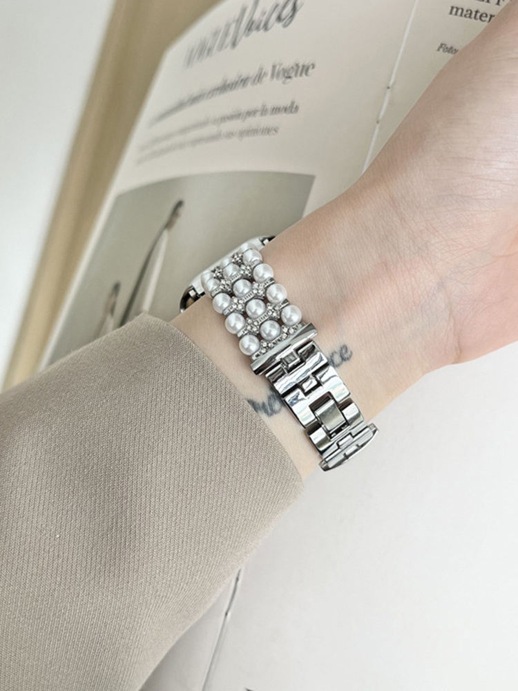 3-Link Pearls Stainless Steel Band