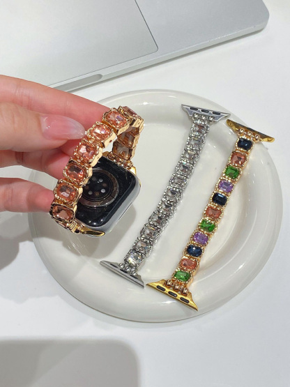 Colorful Square Diamonds Stainless Steel Band