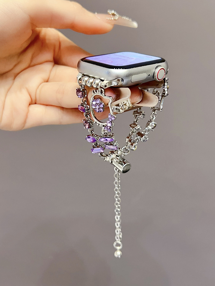 Kitty Diamond Double Chain Stainless Steel Band