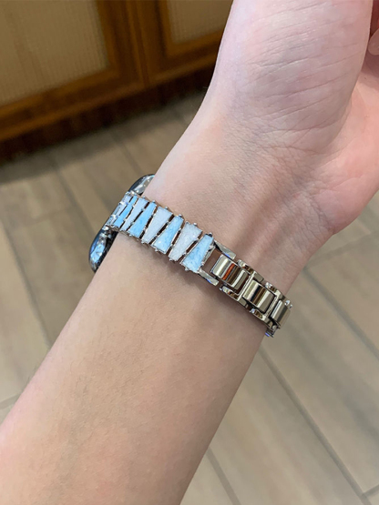 Staggered Trapezoid Design Stainless Steel Band