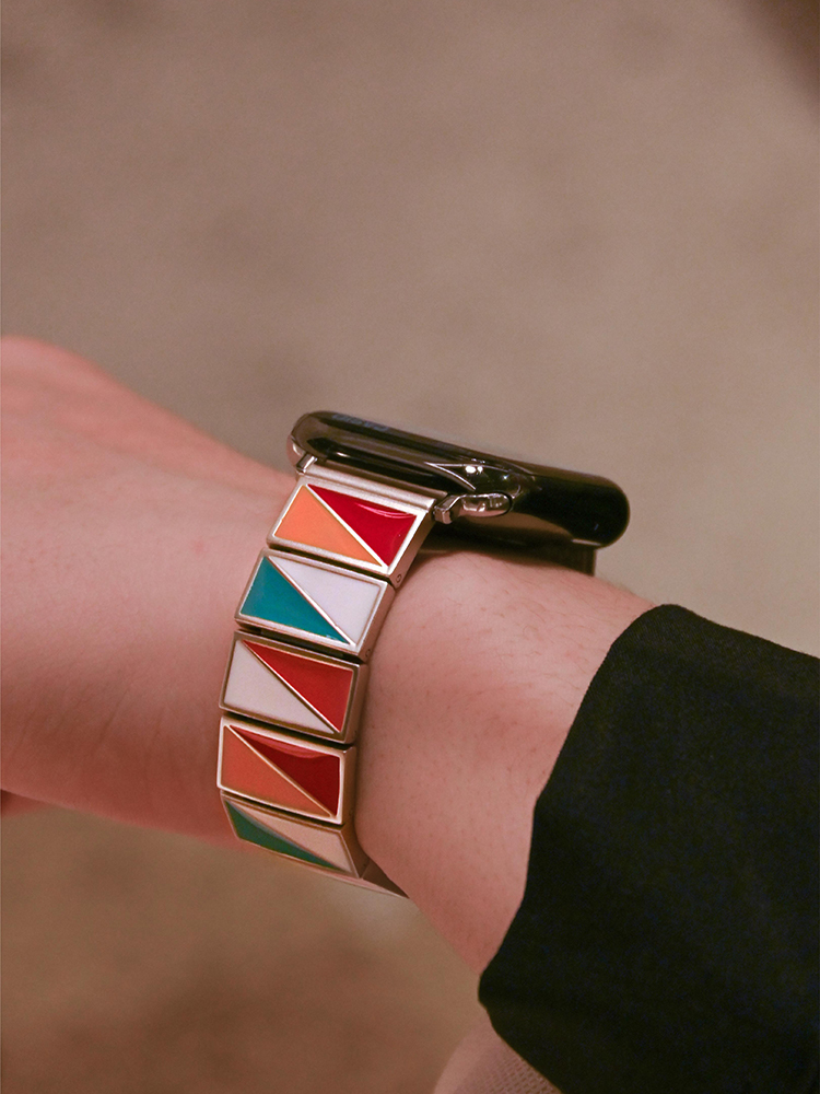 Multicolor Triangle Combination Stainless Steel Band