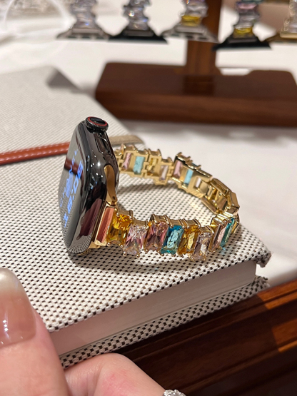 Irregular Colored Zircon Stainless Steel Band